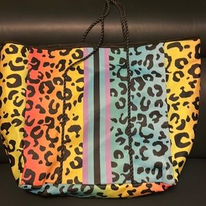 Rainbow Leopard Beach Bag